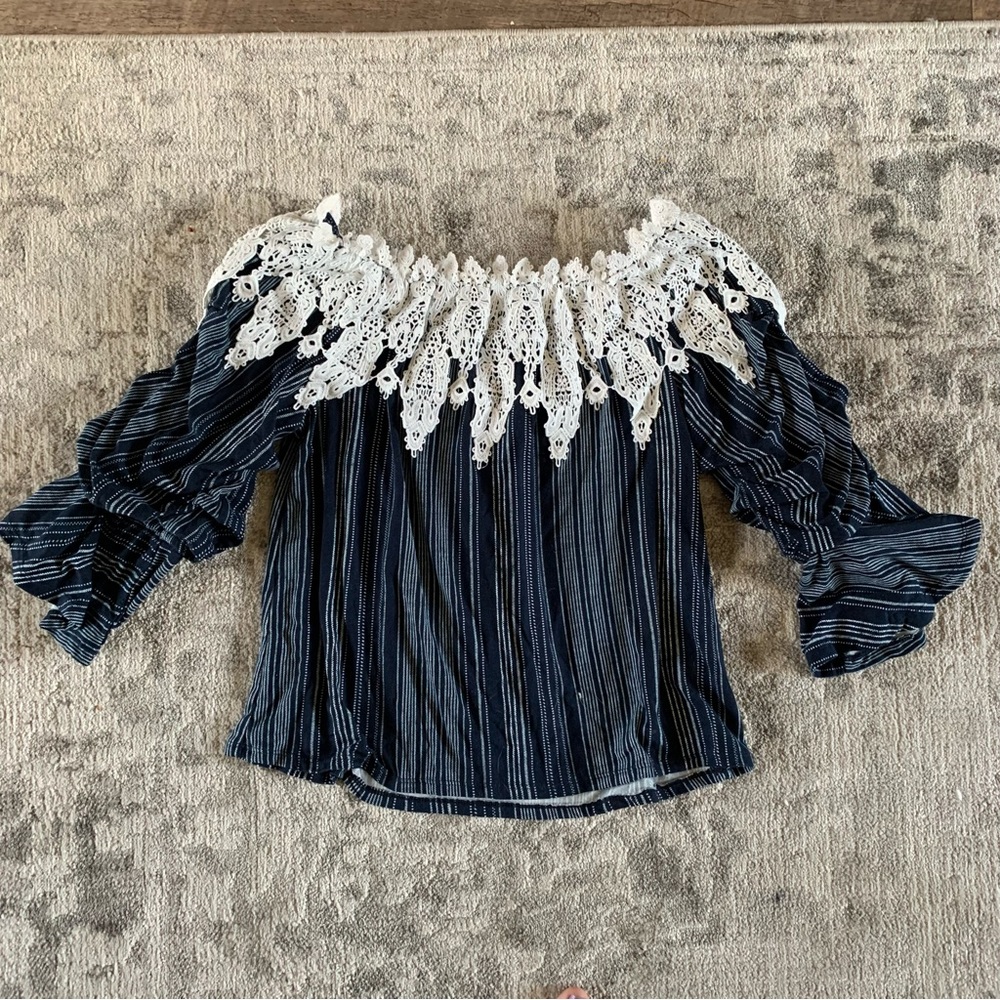 Navy Blue Long Sleeve Blouse